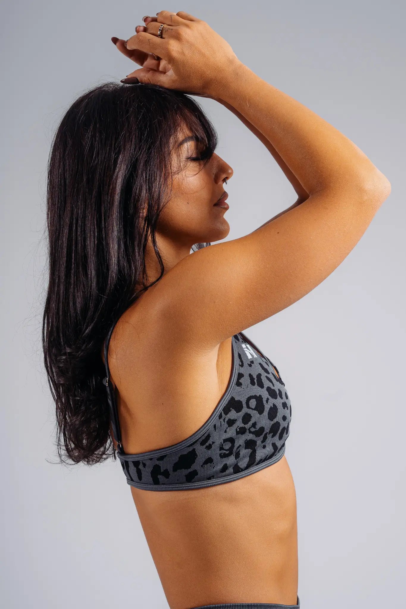 NEBBIA 854 Black Leopard Medium Support Leopard Sports Bra | PRIMAL