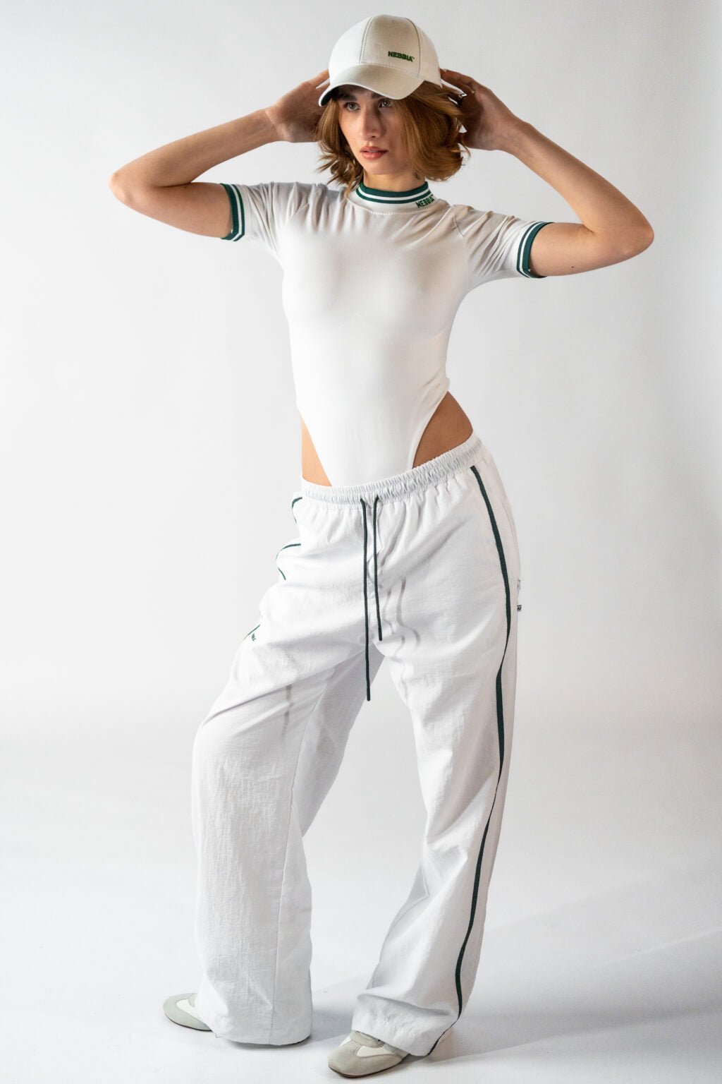 NEBBIA CLUB D’OR 645 Clubhouse Pants | White Luxury Straight - Leg Joggers - AlisiiaKholli