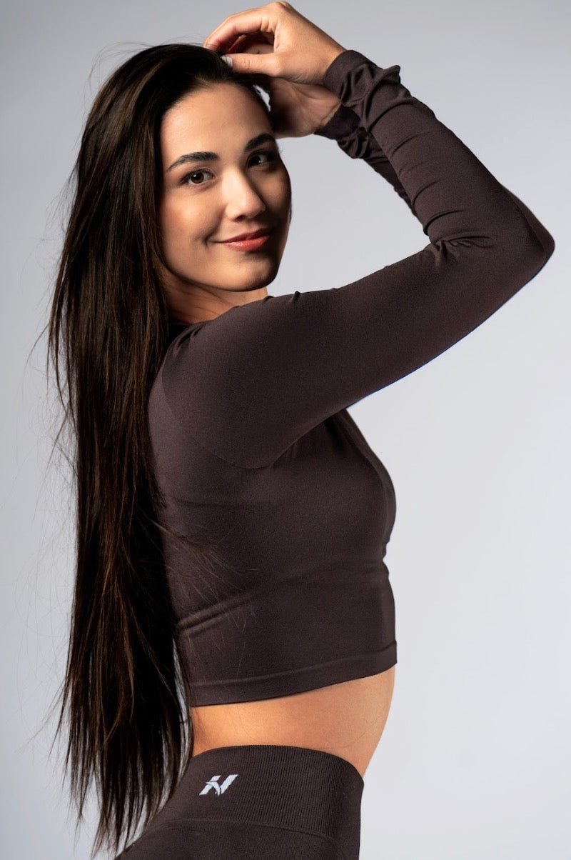 Nebbia Power 892 Seamless Long Sleeve Top - Dark Brown - AlisiiaKholli