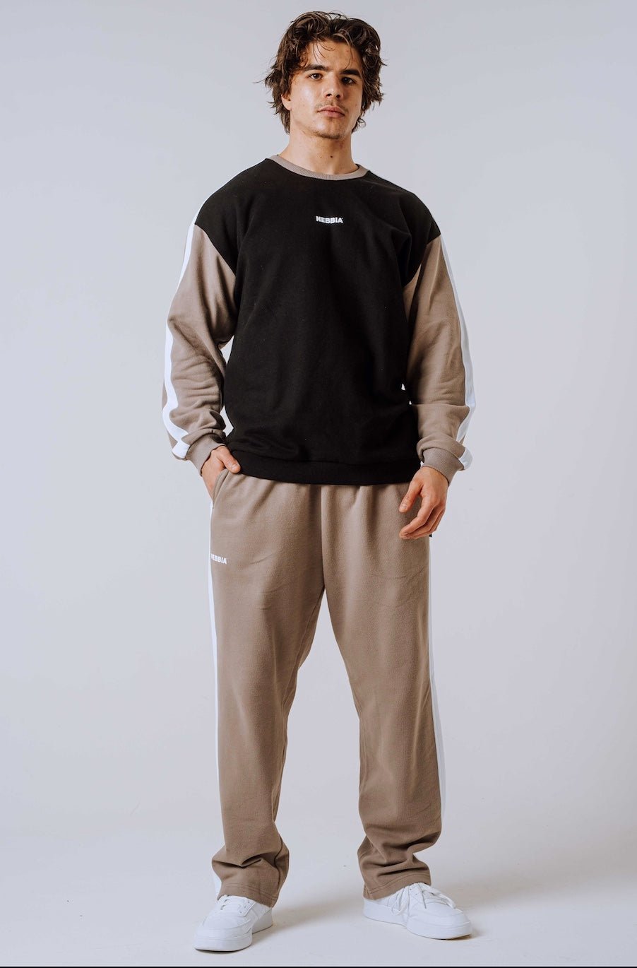 NEBBIA Power Relaxed Sweatshirt 903 | Black & Light Brown Ash - AlisiiaKholli