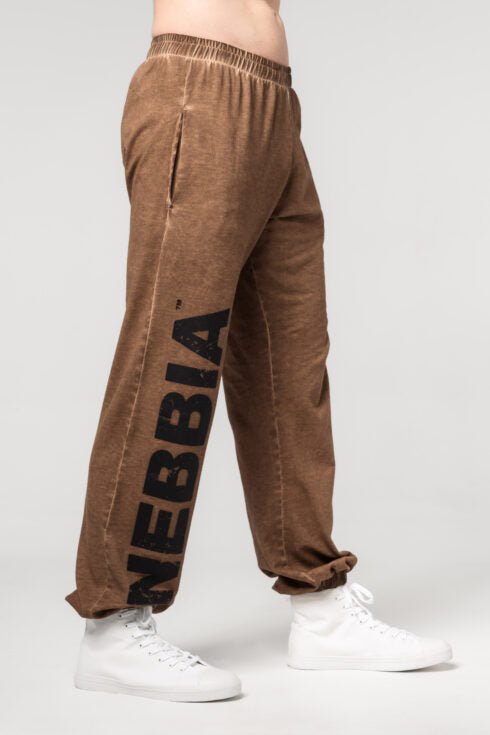 Washed - off Gym Sweatpants Baggy Style GYM BRO Light Brown 373 - AlisiiaKholli