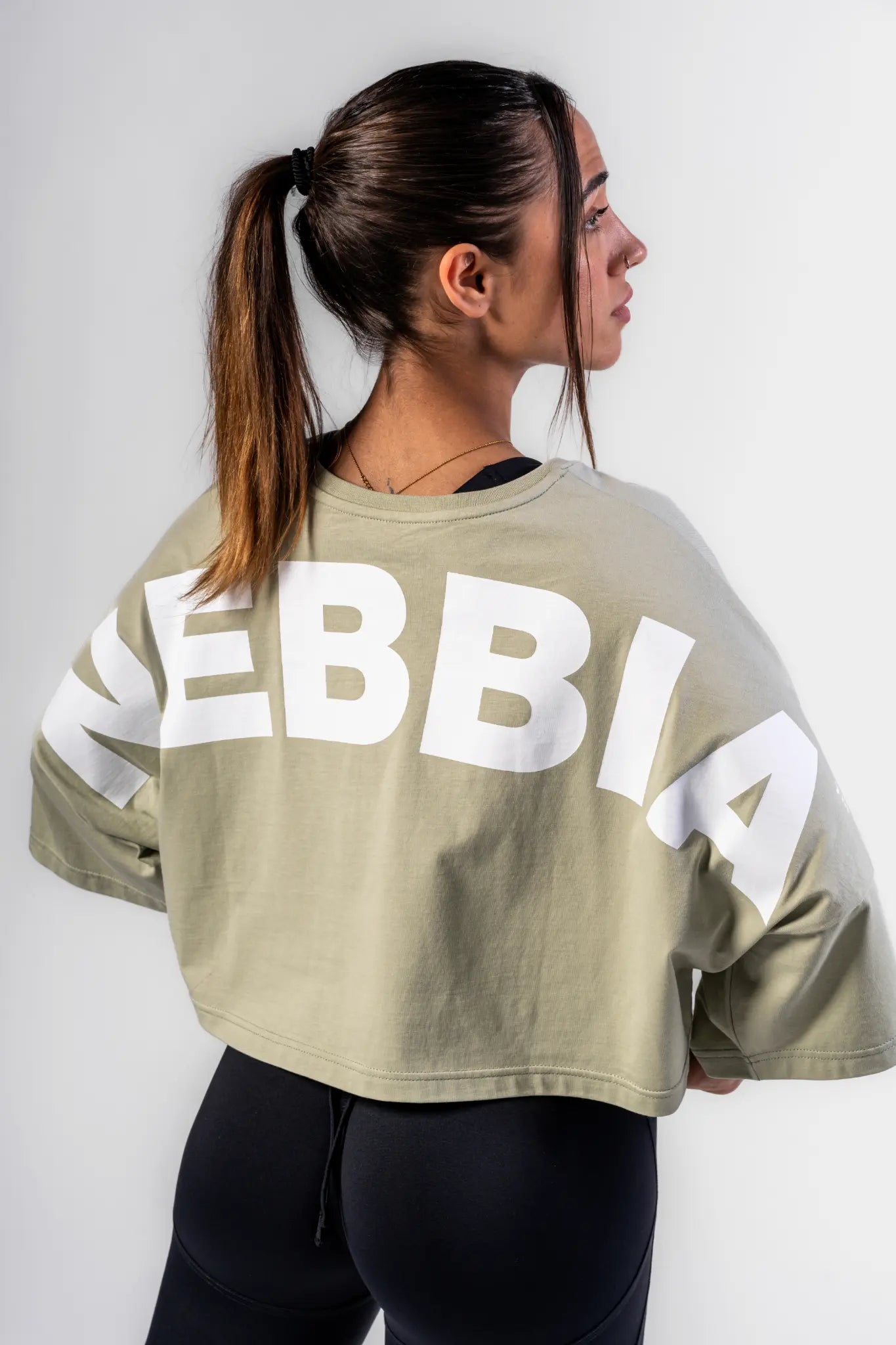 NEBBIA Just Flow Light Green Oversized Cropped Tee | Women’s Athleisure Top  431