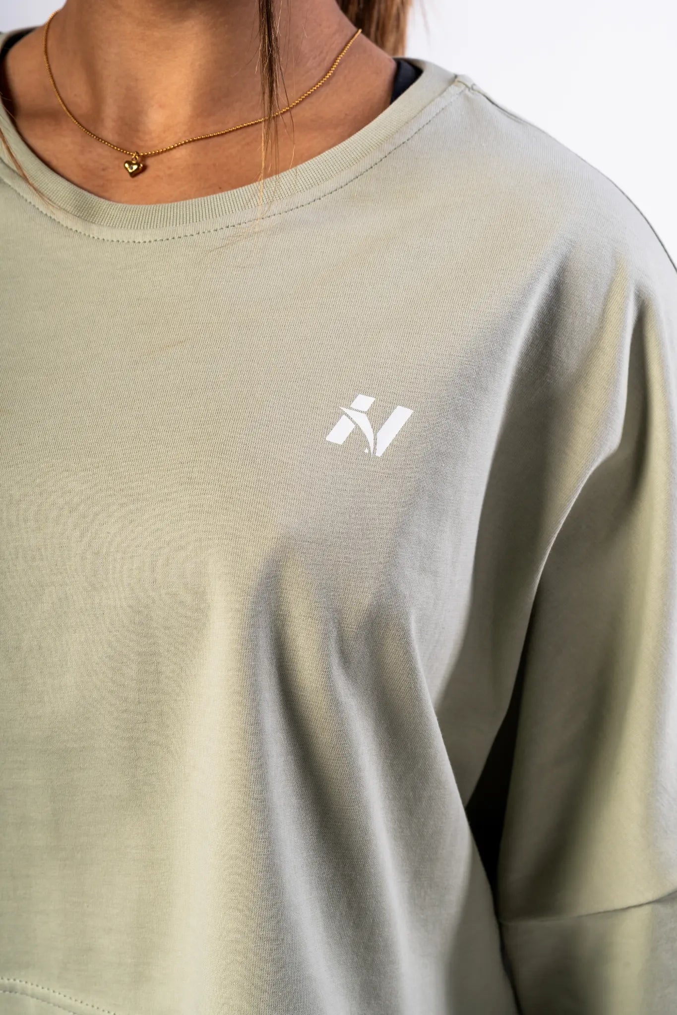 NEBBIA Just Flow Light Green Oversized Cropped Tee | Women’s Athleisure Top  431