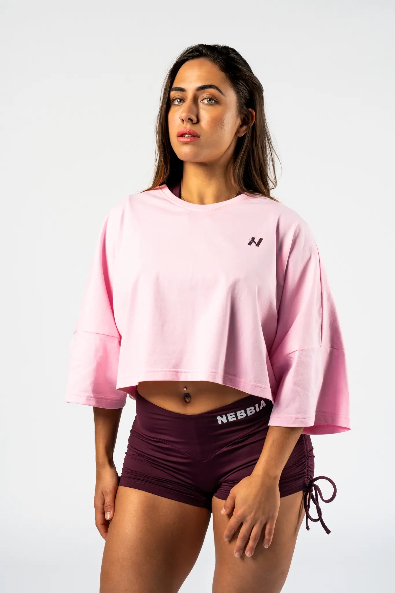 NEBBIA Just Flow Pink Oversized Cropped Tee | Women’s Training Top 431