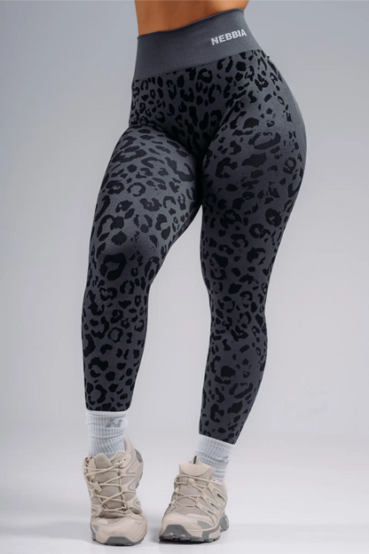 Nebbia 849 Push-Up Compression Leopard Leggings PRIMAL | Black Leopard