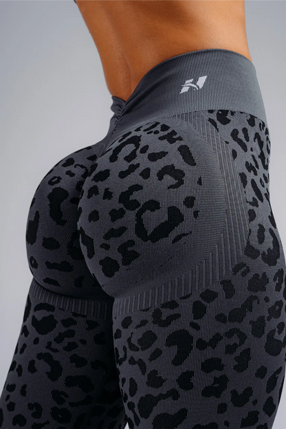 Nebbia 849 Push-Up Compression Leopard Leggings PRIMAL | Black Leopard