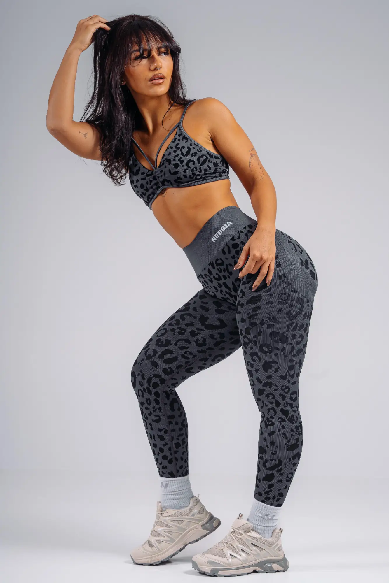Nebbia 849 Push-Up Compression Leopard Leggings PRIMAL | Black Leopard