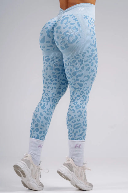 NEBBIA 849 Blue Leopard Push-Up Compression Leopard Leggings | PRIMAL