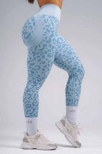 NEBBIA 849 Blue Leopard Push-Up Compression Leopard Leggings | PRIMAL