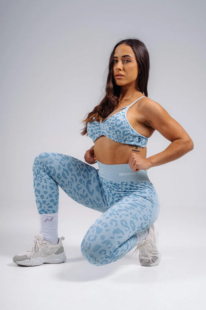 NEBBIA 854 Blue Leopard Medium Support Leopard Sports Bra | PRIMAL