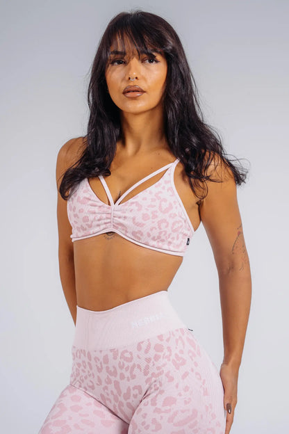 NEBBIA 854 Pink Leopard Medium Support Leopard Sports Bra | PRIMAL