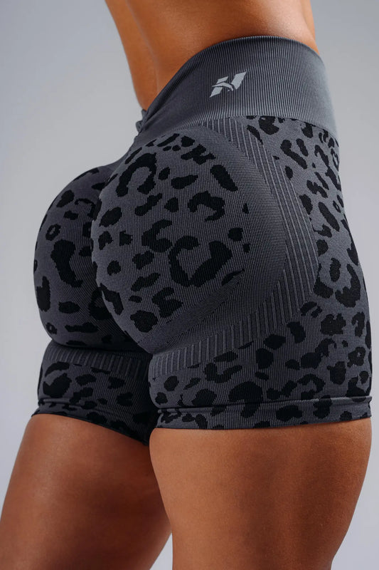 NEBBIA 856 Black Leopard Push-Up Compression Leopard Shorts | PRIMAL