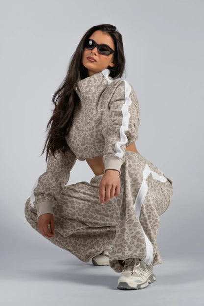 NEBBIA 865 Cream Leopard Baggy Leopard Sweatpants | PRIMAL