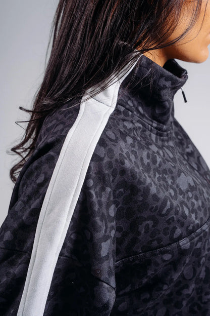 NEBBIA 866 Black Leopard Half-Zip Leopard Sweatshirt | PRIMAL