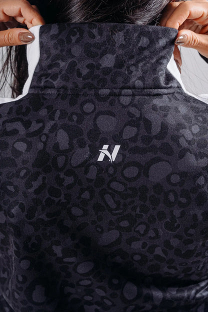 NEBBIA 866 Black Leopard Half-Zip Leopard Sweatshirt | PRIMAL