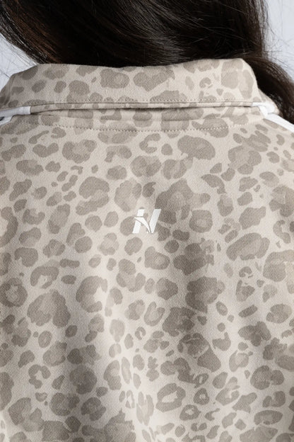 NEBBIA 866 Cream Leopard Half-Zip Leopard Sweatshirt | PRIMAL