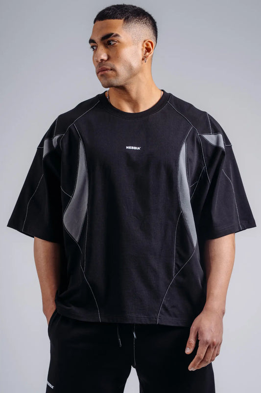 NEBBIA 871 Black Oversized Pump Cover T-Shirt | PRIMAL