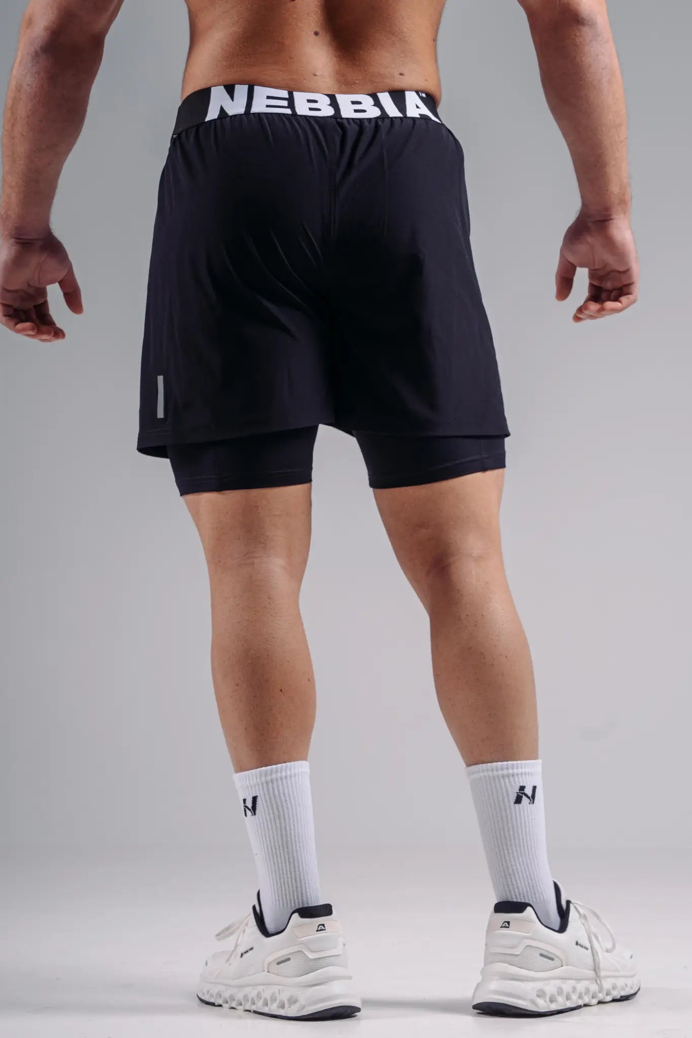 NEBBIA 878 Black Double-Layer Training Shorts | PRIMAL