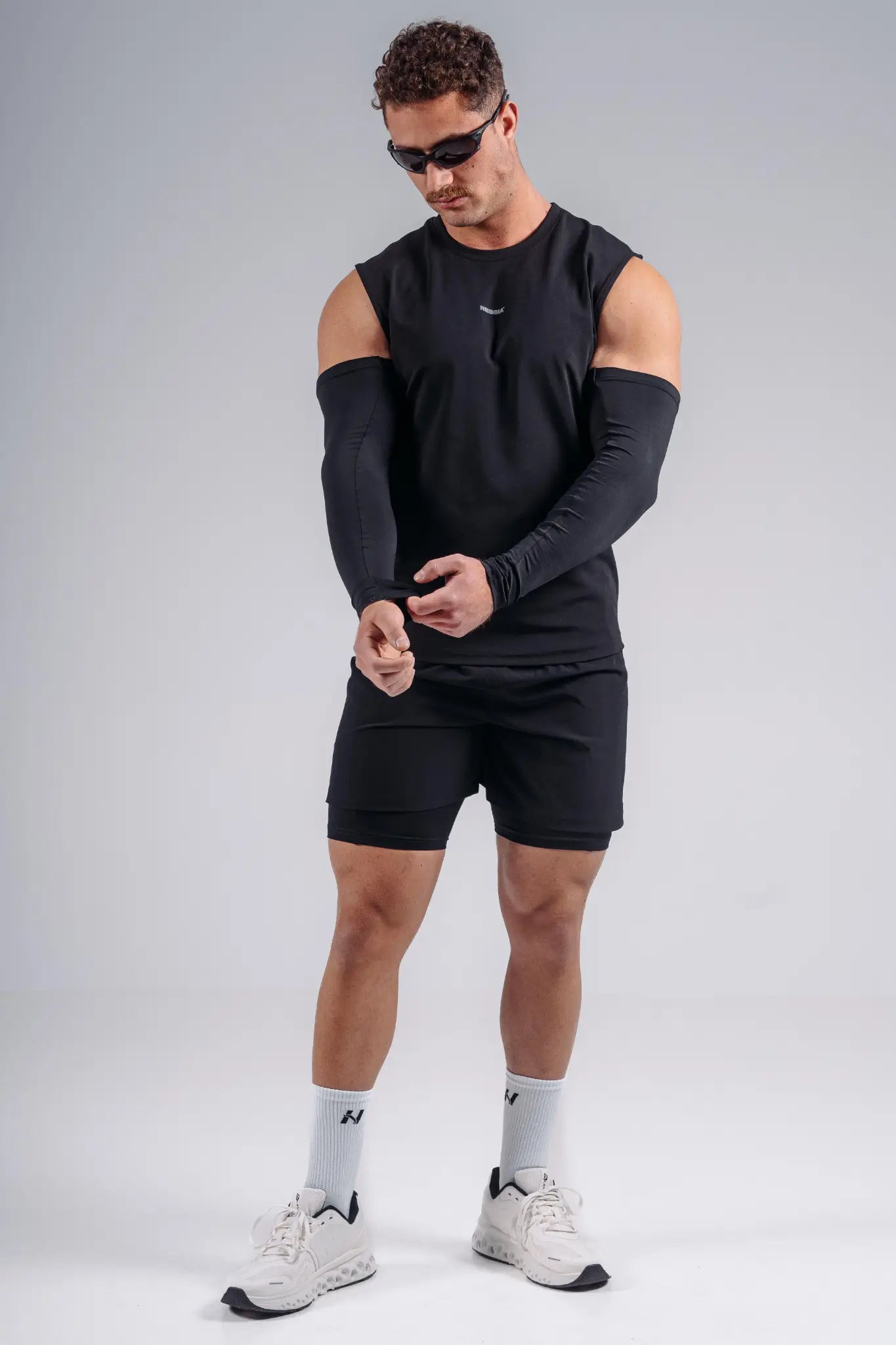 NEBBIA 878 Black Double-Layer Training Shorts | PRIMAL
