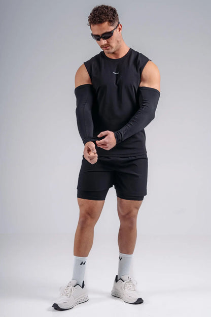 NEBBIA 878 Black Double-Layer Training Shorts | PRIMAL