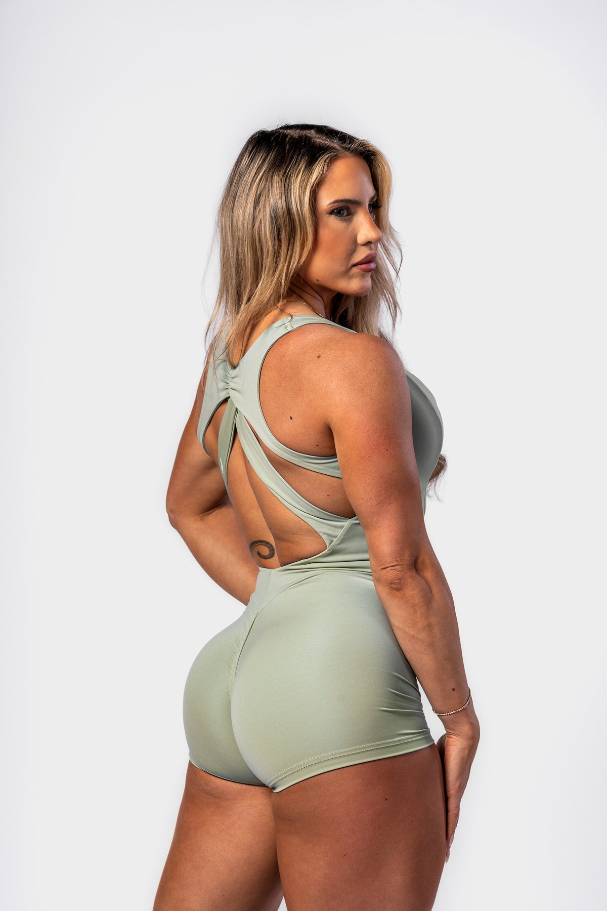 Body - Enhancing Workout Jumpsuit STRONG BEAUTY 427 Light Green - AlisiiaKholli