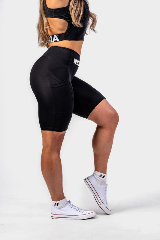 High waisted biker shorts 10″ GYM THERAPY Black 628 - AlisiiaKholli