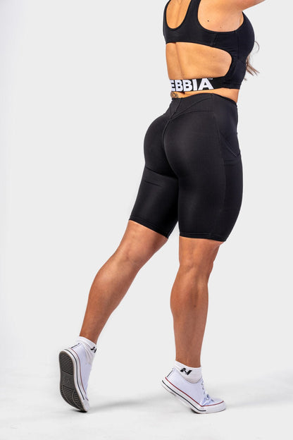 High waisted biker shorts 10″ GYM THERAPY Black 628 - AlisiiaKholli
