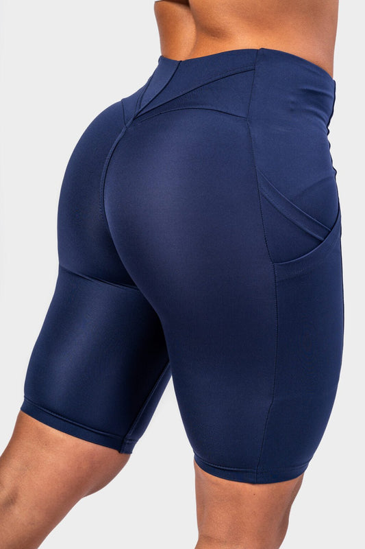 High waisted biker shorts 10″ GYM THERAPY Dark Blue 628 - AlisiiaKholli