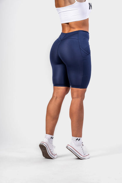High waisted biker shorts 10″ GYM THERAPY Dark Blue 628 - AlisiiaKholli