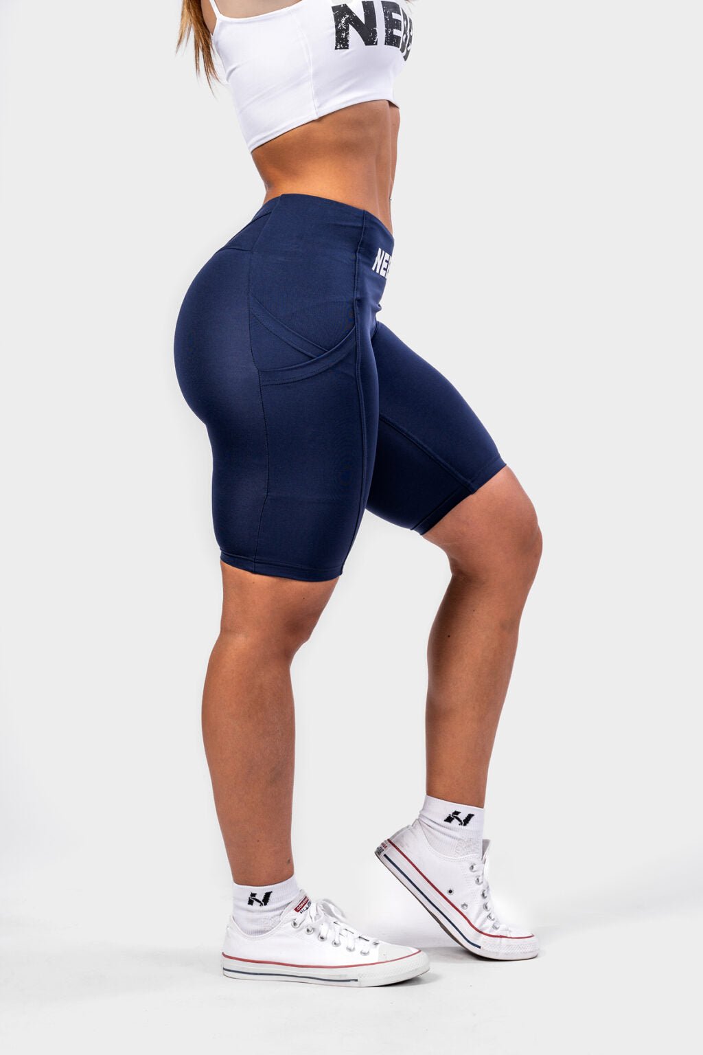 High waisted biker shorts 10″ GYM THERAPY Dark Blue 628 - AlisiiaKholli
