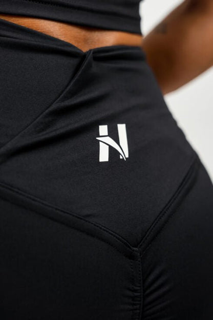 High Waisted Leggings Shorts AGILE Black 475 - AlisiiaKholli