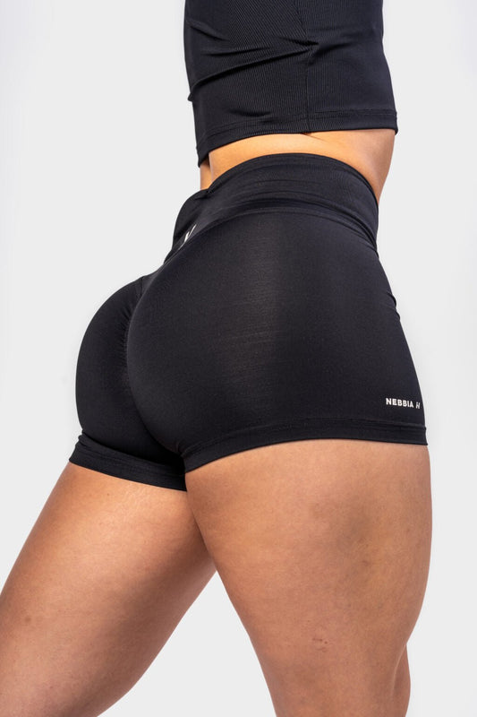 High Waisted Leggings Shorts AGILE Black 475 - AlisiiaKholli
