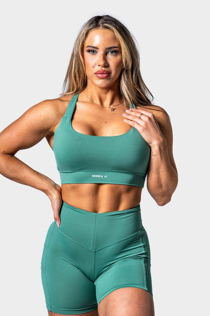 Medium - Support Racerback Sports Bra AGILE Green 471 - AlisiiaKholli