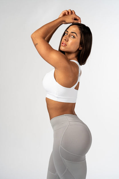 Medium - Support Racerback Sports Bra AGILE White 471 - AlisiiaKholli