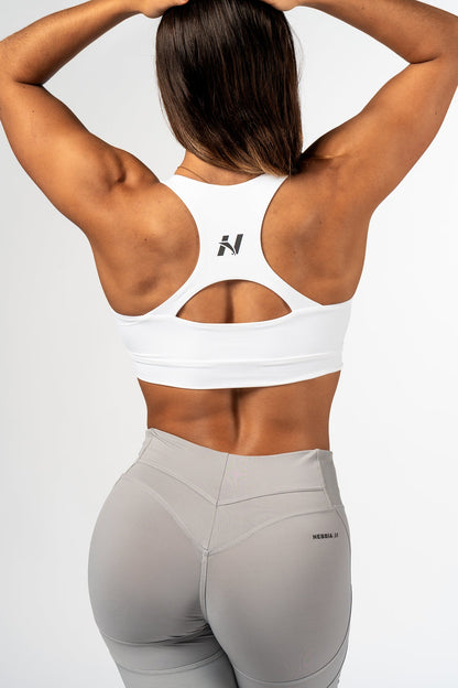 Medium - Support Racerback Sports Bra AGILE White 471 - AlisiiaKholli