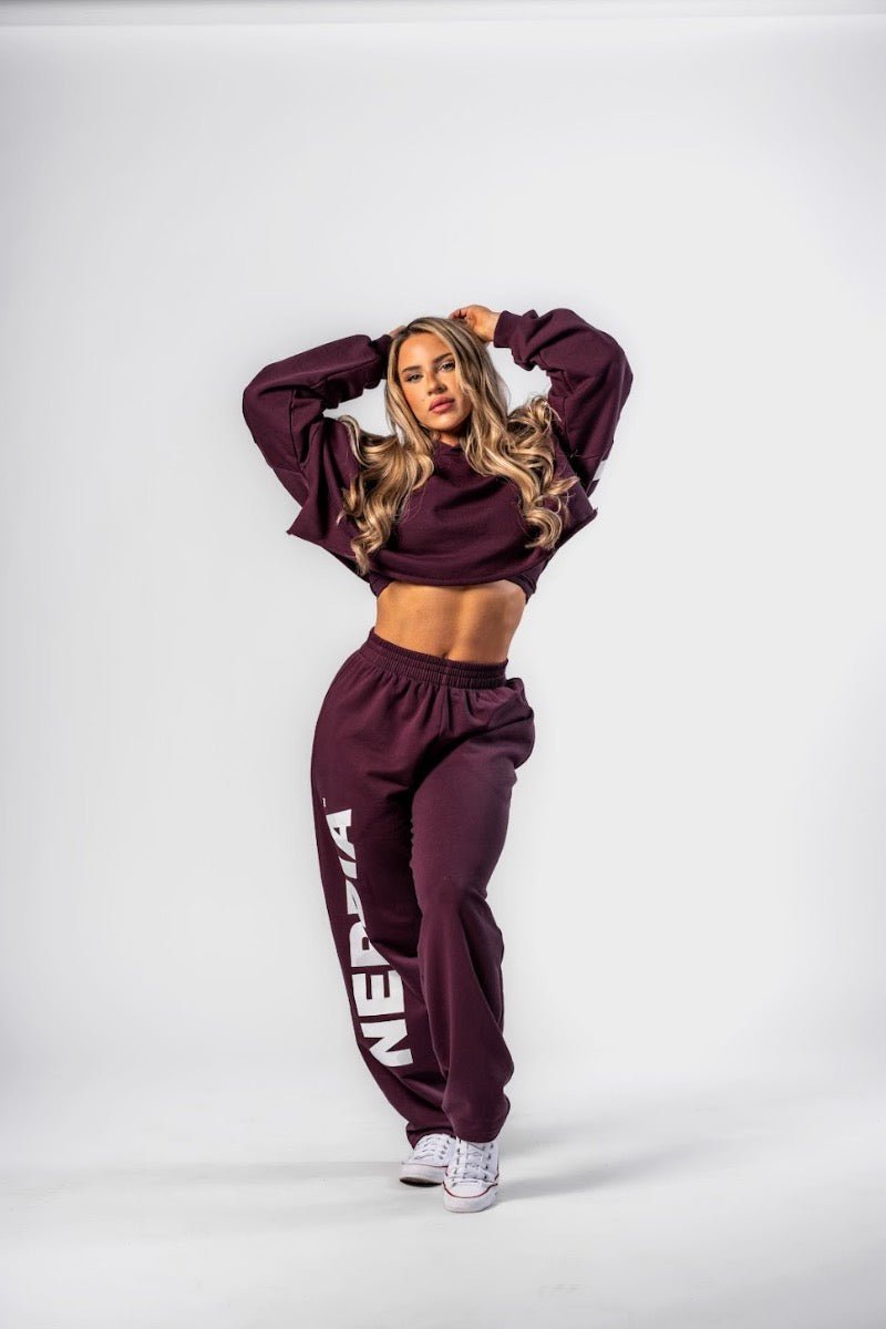 Nebbia Boyfriend Style Baggy Pants 432 - Dark Red| Loose Fit Gym Joggers - AlisiiaKholli