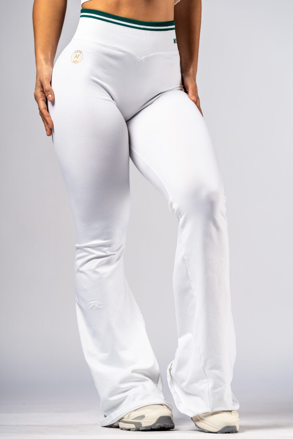 NEBBIA CLUB D’OR 630 High - Waist Flared Leggings | White Elegant Sportswear - AlisiiaKholli