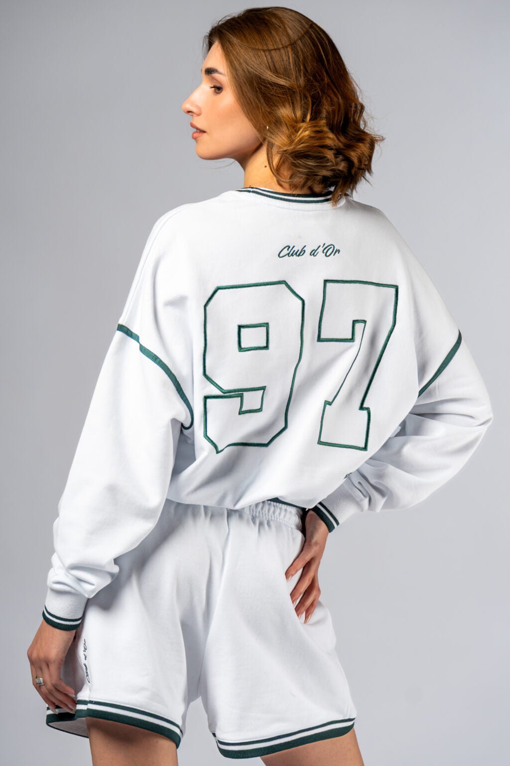 NEBBIA CLUB D’OR 642 Cropped Lounge Sweatshirt | White Luxury Streetwear - AlisiiaKholli