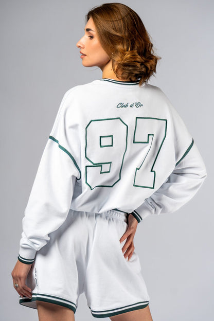 NEBBIA CLUB D’OR 642 Cropped Lounge Sweatshirt | White Luxury Streetwear - AlisiiaKholli