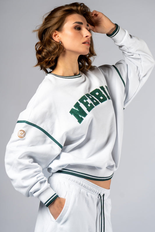 NEBBIA CLUB D’OR 642 Cropped Lounge Sweatshirt | White Luxury Streetwear - AlisiiaKholli