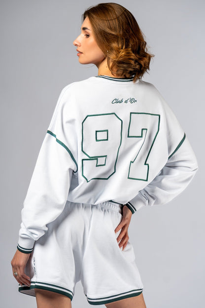 NEBBIA CLUB D’OR 642 Cropped Lounge Sweatshirt | White Luxury Streetwear - AlisiiaKholli