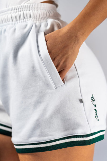 NEBBIA CLUB D’OR 643 Lounge Sweatshorts | White Luxury Training Shorts - AlisiiaKholli