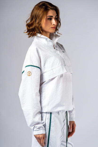 NEBBIA CLUB D’OR 644 Half - Zip Clubhouse Top | White Luxury Tennis Style - AlisiiaKholli