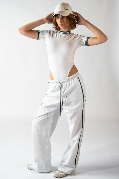 NEBBIA CLUB D’OR 645 Clubhouse Pants | White Luxury Straight - Leg Joggers - AlisiiaKholli