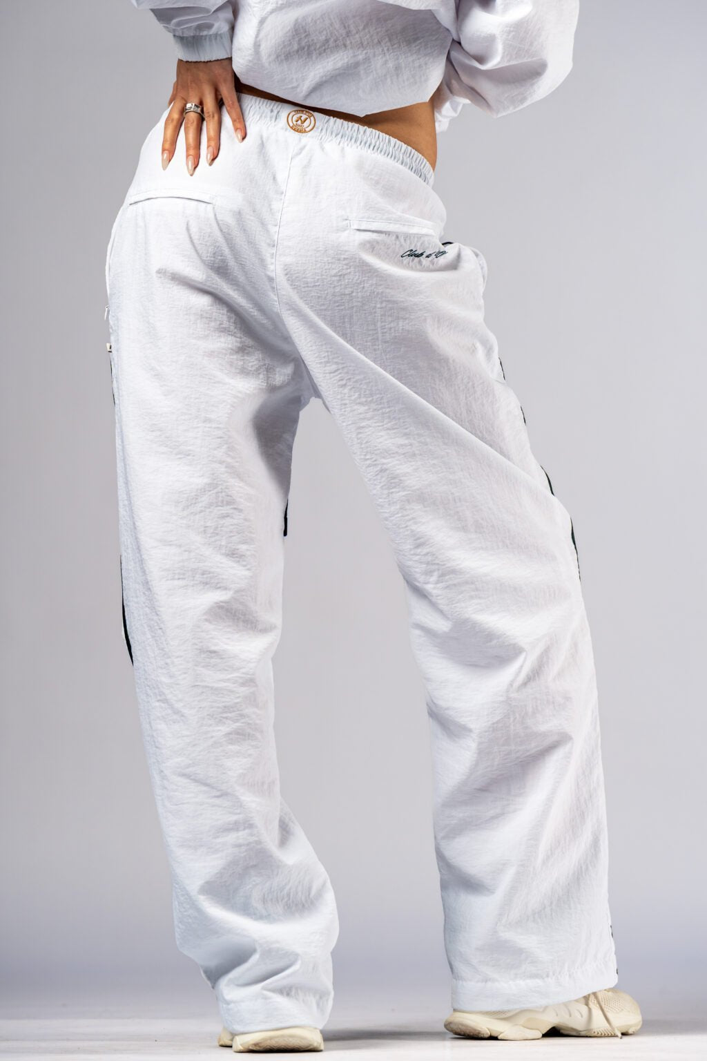 NEBBIA CLUB D’OR 645 Clubhouse Pants | White Luxury Straight - Leg Joggers - AlisiiaKholli
