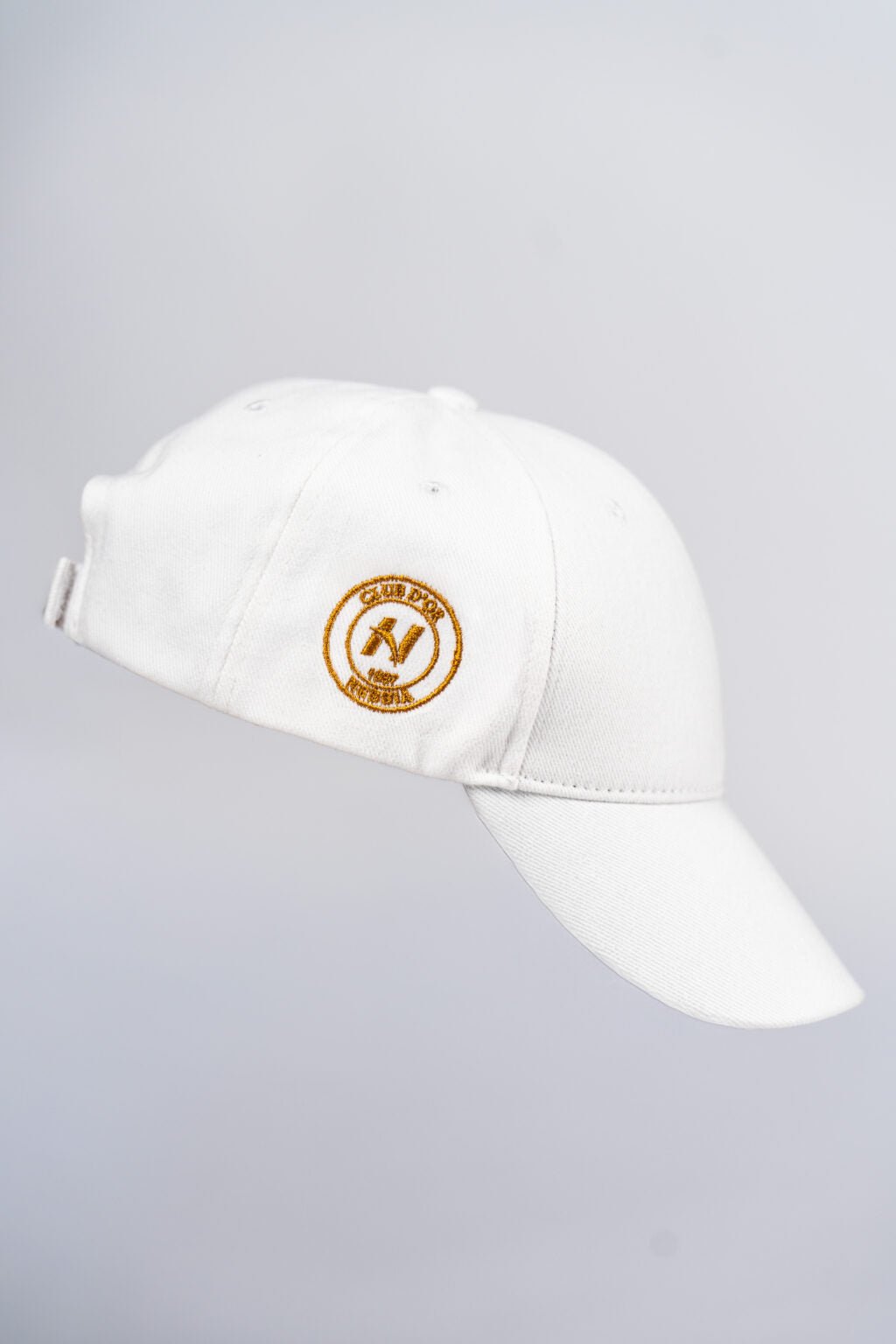 NEBBIA CLUB D’OR 646 Club Cap | White Luxury Baseball Hat with Gold Logo - AlisiiaKholli