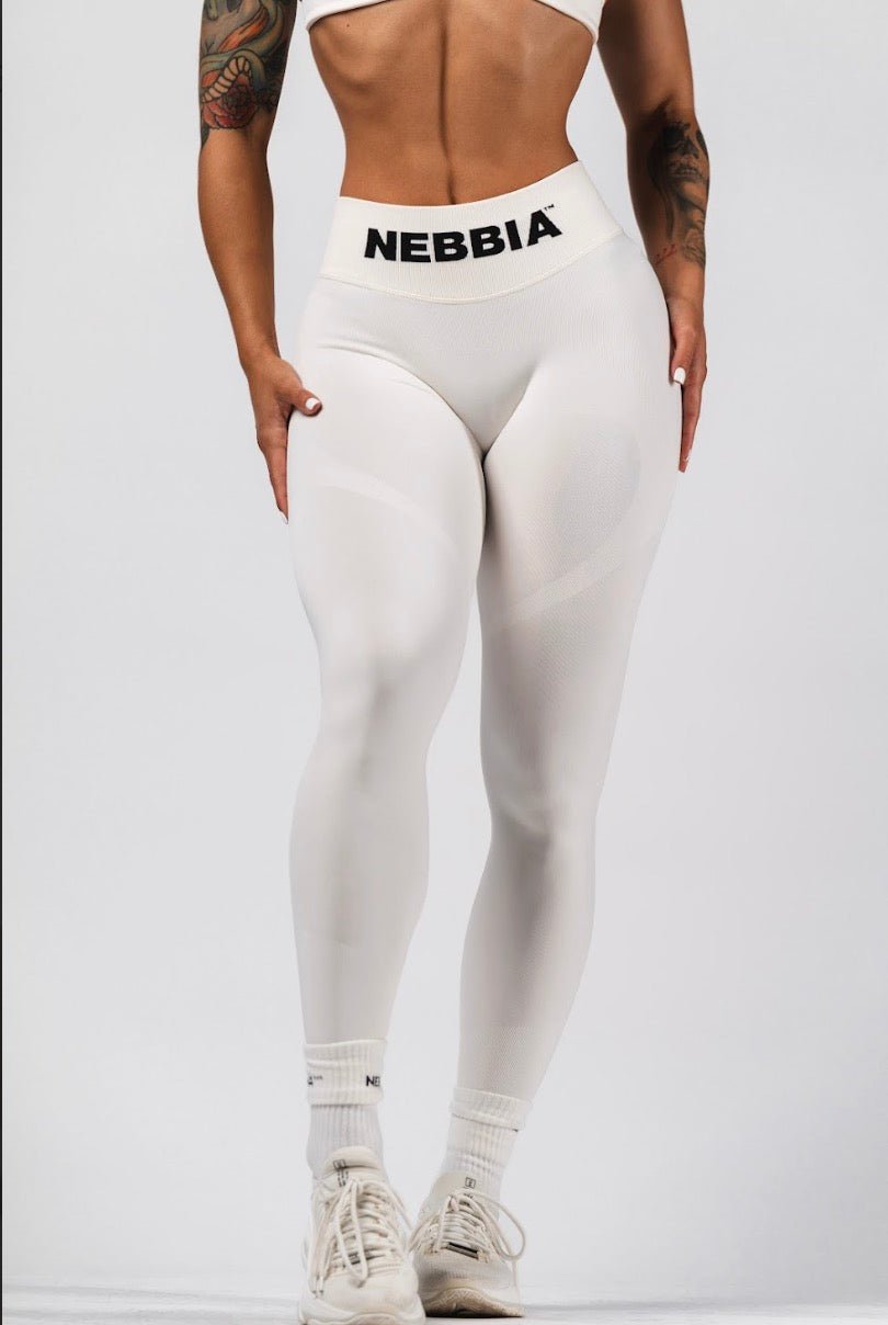 NEBBIA Flow Seamless 496 | High - Waist Push - Up Leggings - Cream | Ultra - Dense Squat - Proof Luxury - AlisiiaKholli