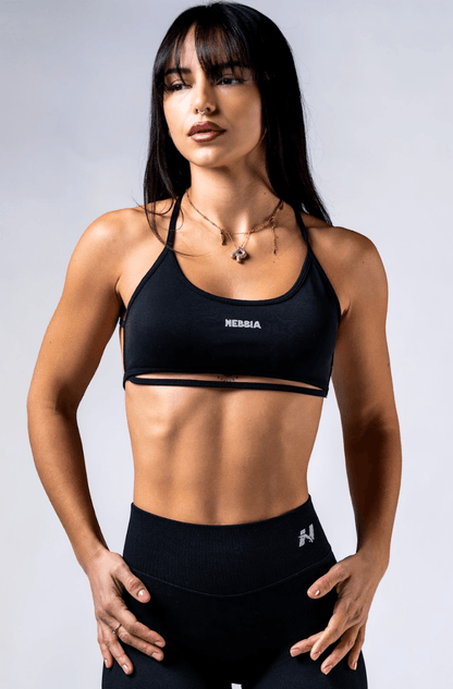 Nebbia Open - Back Sports Bra Power 890 | Medium Support - Black - AlisiiaKholli