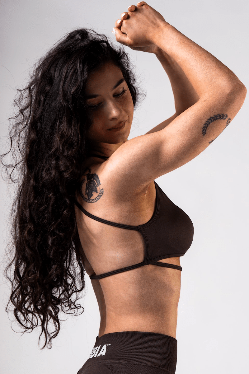 Nebbia Open - Back Sports Bra Power 890 | Medium Support - Dark Brown - AlisiiaKholli