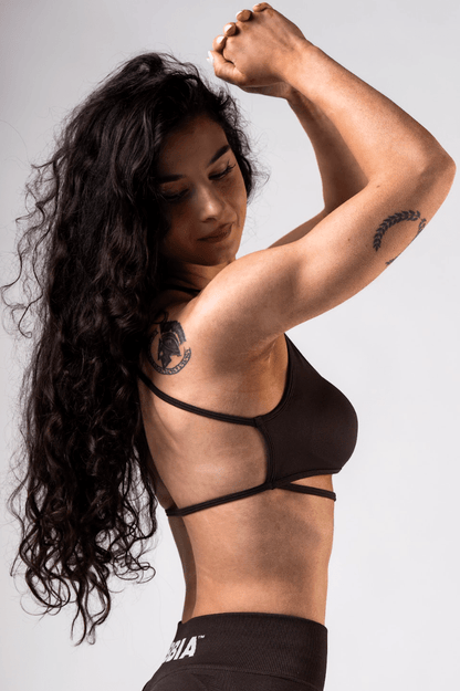 Nebbia Open - Back Sports Bra Power 890 | Medium Support - Dark Brown - AlisiiaKholli